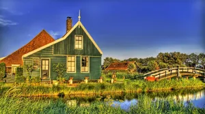 Fall Farmhouse In A Serene Landscape Wallpaper