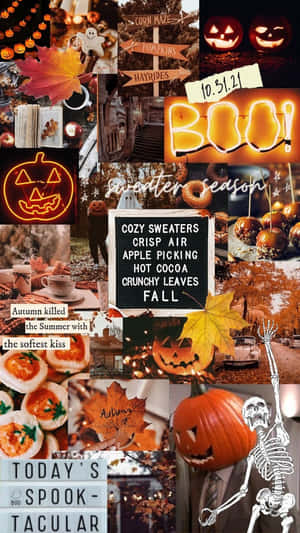 Fall Halloween Collage Aesthetic Wallpaper