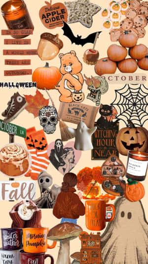 Fall Halloween Collage Aesthetic Wallpaper