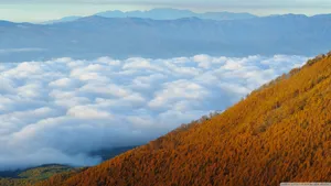 Fall Mountain With Clouds Wallpaper