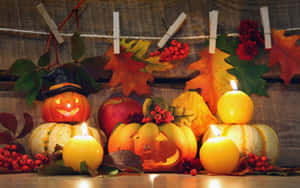 Fall Pumpkin Decor For Halloween Wallpaper