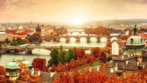 Fall Town - A Picturesque View Of A Quaint Town During Autumn Season Wallpaper