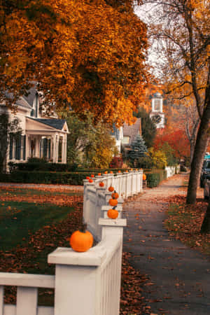 Fall Town - A Scenic Autumn Wonderland In The Countryside Wallpaper