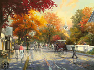 Fall Town In Its Autumnal Glory Wallpaper