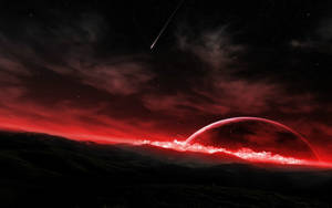 Fallen Red Galaxy Moon Wallpaper