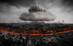 Fallout Nuke Explosion In A Post-apocalyptic Wasteland Wallpaper