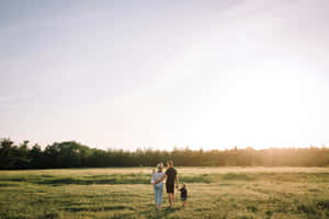 Family Sunset Walkin Field Wallpaper