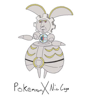 Fan Art Fusion Of Magearna And Nicolas Cage Wallpaper