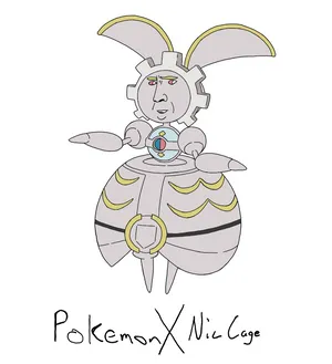 Fan Art Fusion Of Magearna And Nicolas Cage Wallpaper