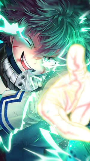 Fan Art Green Lightning Deku Phone Wallpaper