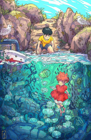 Fan Art Sosuke And Ponyo Wallpaper