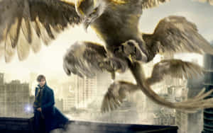 Fantastic Beasts - Newt Scamander With Magical Creatures Wallpaper