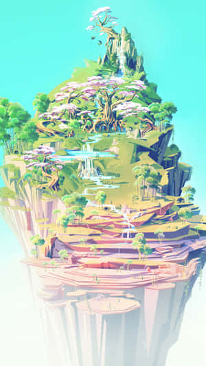 Fantastical_ Floating_ Island_ Illustration Wallpaper