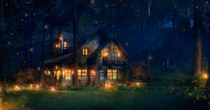 Fantasy Cottagecore At Night Wallpaper