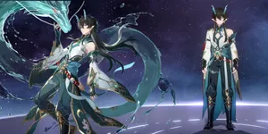 Fantasy_ Duo_ Under_ Starry_ Sky Wallpaper