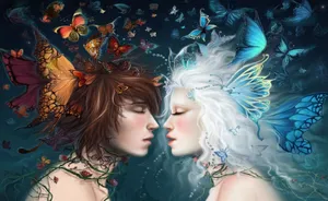 Fantasy Love Butterflies Wallpaper
