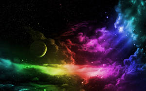 Fantasy Space Rainbow Background Wallpaper
