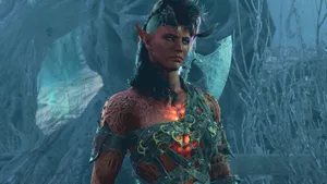 Fantasy Warriorin Frosty Forest Wallpaper