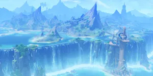 Fantasy Waterfall Cityscape Wallpaper