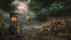 Fantasy World Hot Air Balloon Wallpaper