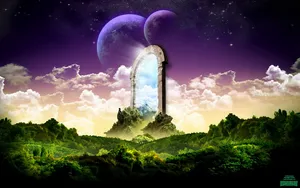 Fantasy World Stone Door Wallpaper