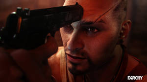 Far Cry 3 Gun Pointed At Vaas Wallpaper