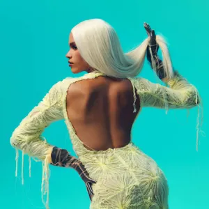 Fashionable_ Back_ Pose_ Aqua_ Background Wallpaper