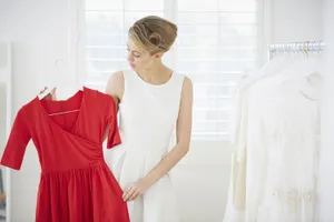 Fashionable Woman In Red Outfit Wallpaper