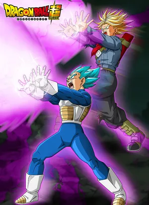 Father-son Bonding: Vegeta And Trunks In An Intense Training Session Wallpaper