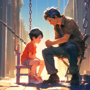 Father Son Momenton Swingset Wallpaper