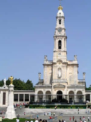 Fatima Sanctuary With Jesus Statue Wallpaper