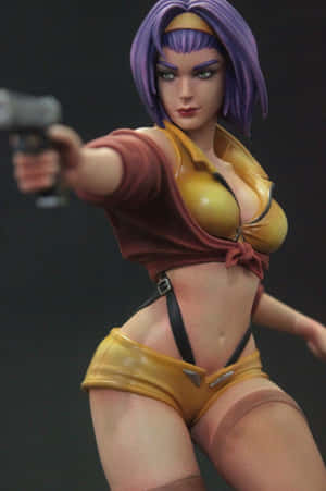 Faye Valentine Posing With Her Iconic Outfit In A Sleek Digital Art Wallpaper