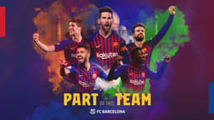 Fc Barcelona On The Pitch Wallpaper