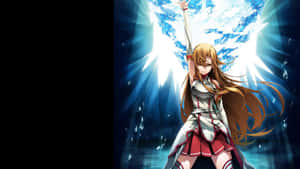 Fearless Yuuki Asuna In Action Wallpaper