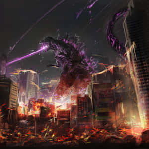 Fearsome Burning Godzilla Unleashed Wallpaper