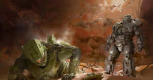 Fearsome Halo Brutes In Action Wallpaper