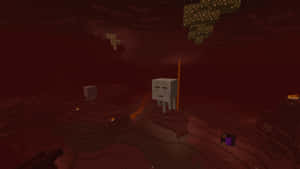 Fearsome Minecraft Ghast Hovering Over A Mysterious Nether Realm Wallpaper