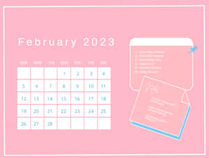 February 2023 Calendar With A Pink Background Wallpaper