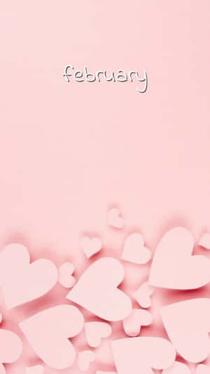February Hearts Aesthetic Pink Background Wallpaper