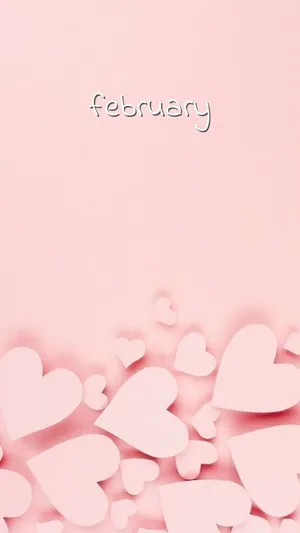 February Hearts Aesthetic Pink Background Wallpaper
