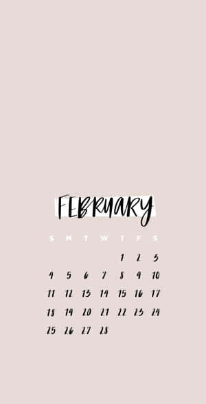 February Minimalist Calendar Aesthetic Wallpaper