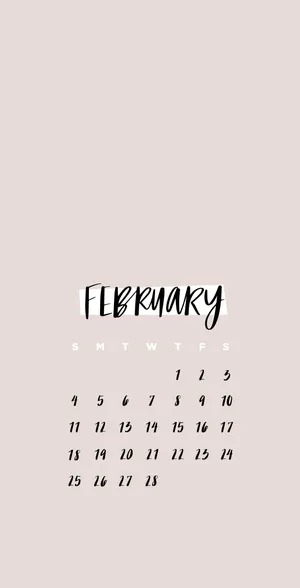 February Minimalist Calendar Aesthetic Wallpaper