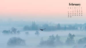 February Misty Morning Calendar Wallpaper