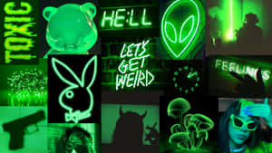 Feel The Neon Vibe And Keep Your Desktop Aesthetic With This Neon Green Aesthetic Desktop Wallpaper. Wallpaper