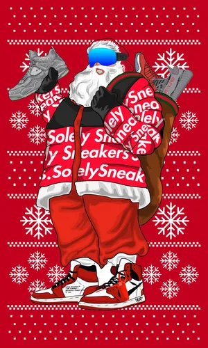Feel The Spirit Of The Holidays With This Festive Hypebeast Santa. Wallpaper