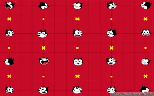 Felix The Cat Red Tile Pattern Wallpaper
