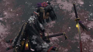 Female Samurai In Battle Stance Wallpaper