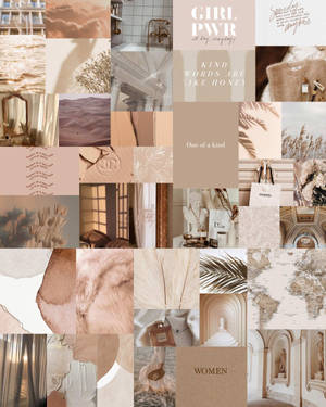 Feminine Beige Aesthetic Collage Wallpaper