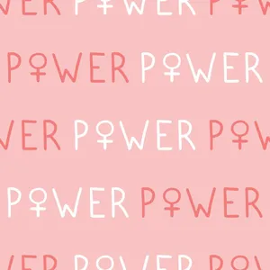Feminist Power Text Pattern Pink Background Wallpaper