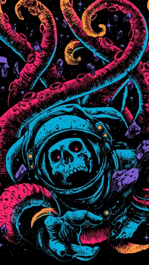 Fend Off Unwanted Interruptions With A Pink & Blue Monster Lock Screen Wallpaper